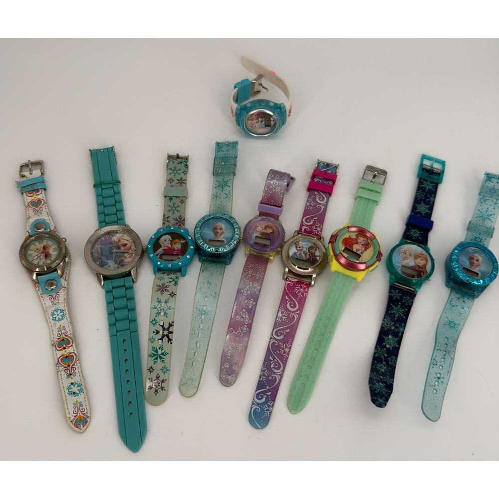 Lot of 10 Disney Frozen & Ariel Kids Watches Untested Needs Batteries